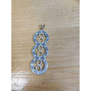Vtg Sterling Silver 925 CZ Triple Infinity ~2" Pendant 5g READ